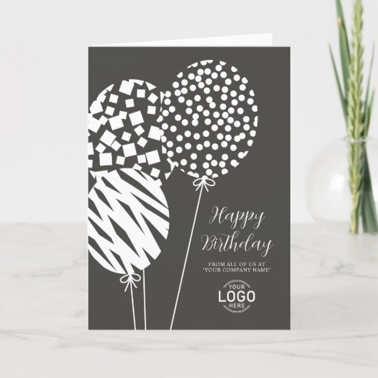Logo Dark Grey Balloons Corporate Birthday Card Feestdagen Kaart (Voorkant)