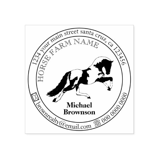 Logo dat een rennend paard voorstelt rubberstempel (Afrduk)