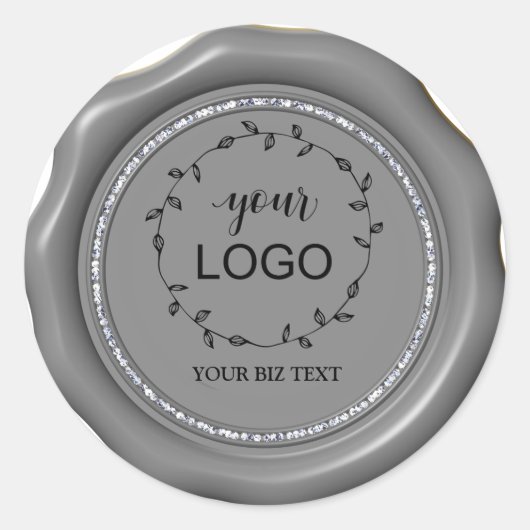 *~* LOGO Diamond Circle SILVER Wax Seal Stickers (Voorkant)