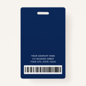 Logo donkerblauw faux zilveren golf medewerker naa badge (Achterkant)