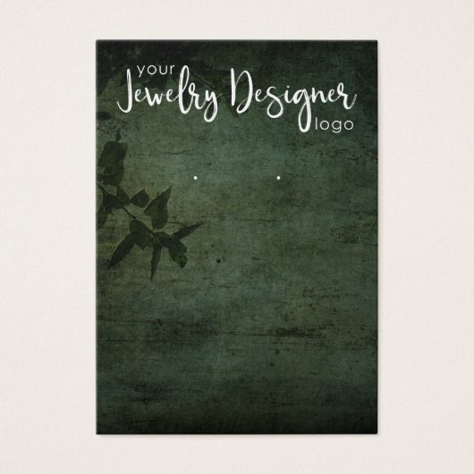 Logo Donkergroene rustieke botanische oorbel houde Visitekaartje (Voorkant)