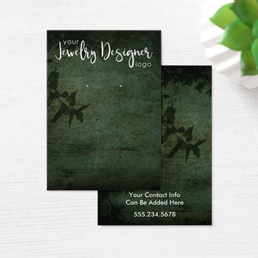 Logo Donkergroene rustieke botanische oorbel houde Visitekaartje (Bureau)