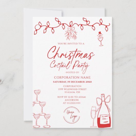 LOGO Doodle Corporation Christmas Coctail Party Kaart (Voorkant)