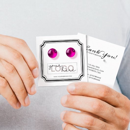 Logo Doodle Stud Oorbellen Vierkante Kaart 01 Pack Contactkaartje