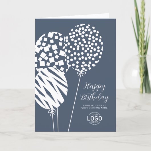 Logo Dusty Blue Balloons Corporate Birthday Card Feestdagen Kaart (Voorkant)