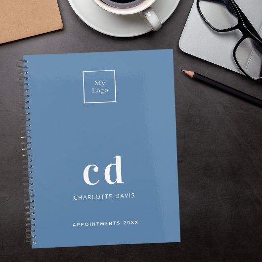 Logo Dusty Blue Monogram initialen Business 2026 Planner