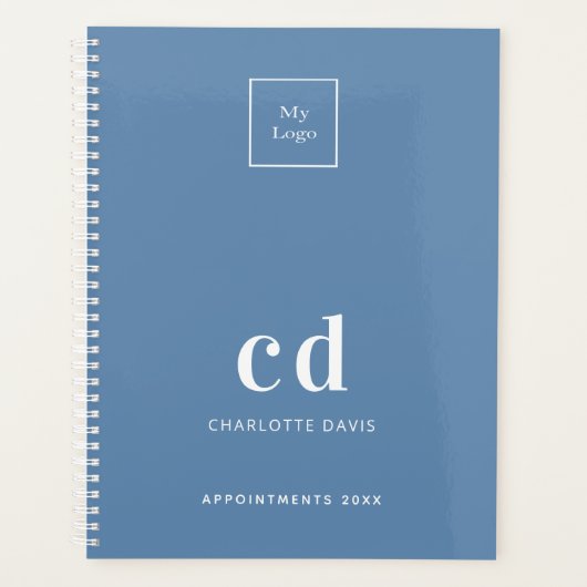 Logo Dusty Blue Monogram initialen Business 2026 Planner (Voorkant)