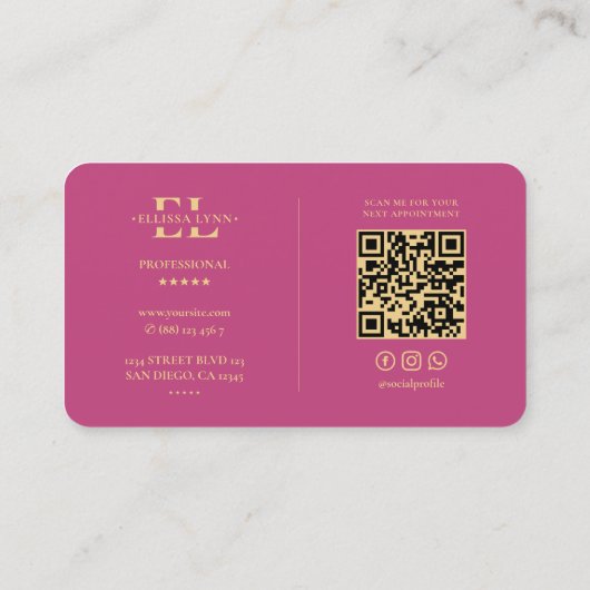 Logo E Monogram Modern Roze Goud Elegant Visitekaartje (Achterkant)