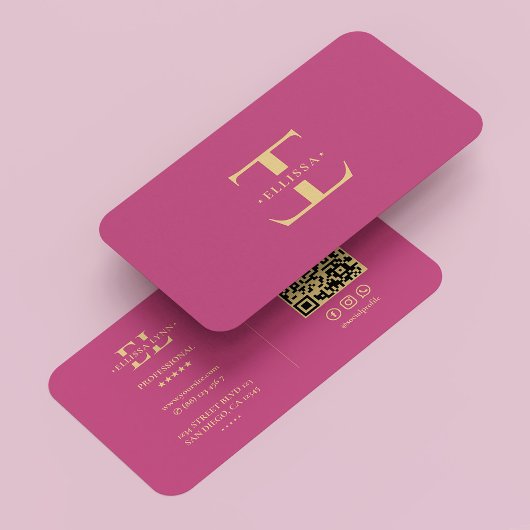 Logo E Monogram Modern Roze Goud Elegant Visitekaartje