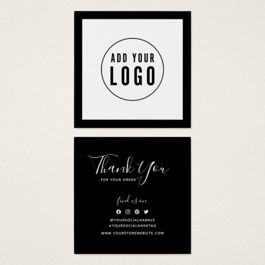 Logo Editable Border Social toevoegen Hartelijk da Vierkante Visitekaartjes (Voorkant /achterkant)