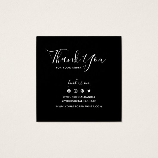 Logo Editable Border Social toevoegen Hartelijk da Vierkante Visitekaartjes (Achterkant)