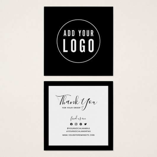 Logo Editable Border Social toevoegen Hartelijk da Vierkante Visitekaartjes (Voorkant /achterkant)