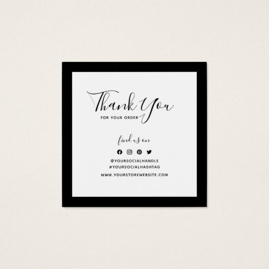 Logo Editable Border Social toevoegen Hartelijk da Vierkante Visitekaartjes (Achterkant)