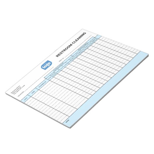 Logo Editable Office Restroom Cleaning Log Notepad Notitieblok (Schuin)