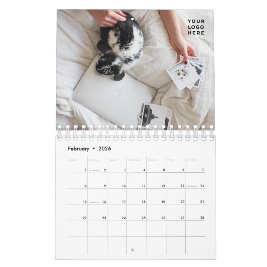 Logo Editable van het Bedrijf van de Kalender van  (Feb 2026)