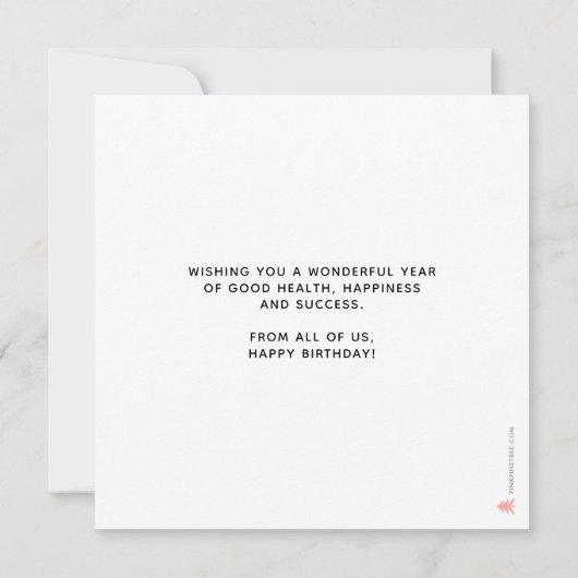 Logo Eenvoudig blauw wit script Corporate Birthday Kaart (Achterkant)