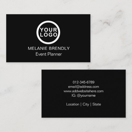 Logo Eenvoudig Modern Minimalistisch Zwart Visitek Visitekaartje (Voorkant / Achterkant)