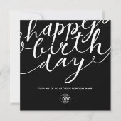 Logo Eenvoudig zwart wit script Corporate Birthday Kaart (Voorkant)