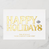 Logo Eenvoudige gedurfde schone witte zakelijke Folie Feestdagenkaart (Voorkant)