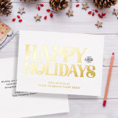 Logo Eenvoudige gedurfde schone witte zakelijke Folie Feestdagenkaart