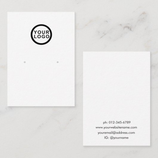 Logo Eenvoudige minimale sieraden oorbel display Visitekaartje (Voorkant / Achterkant)