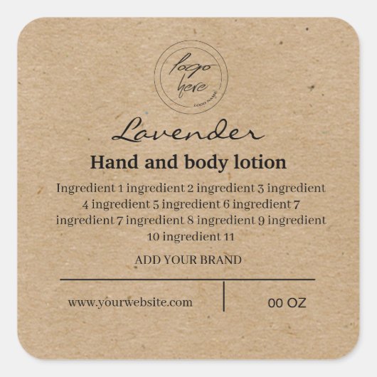 Logo eenvoudige papieringrediënten vierkante sticker (Voorkant)