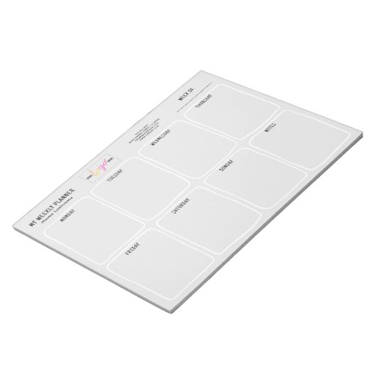 Logo Eenvoudige scheur weg Licht Grijs Weekblad Notitieblok (Schuin)