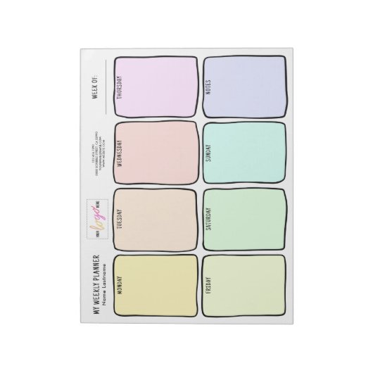 Logo Eenvoudige scheur weg Pastels Weekly Planner Notitieblok (Linkerzijde)