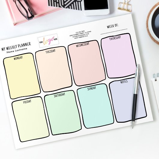 Logo Eenvoudige scheur weg Pastels Weekly Planner Notitieblok