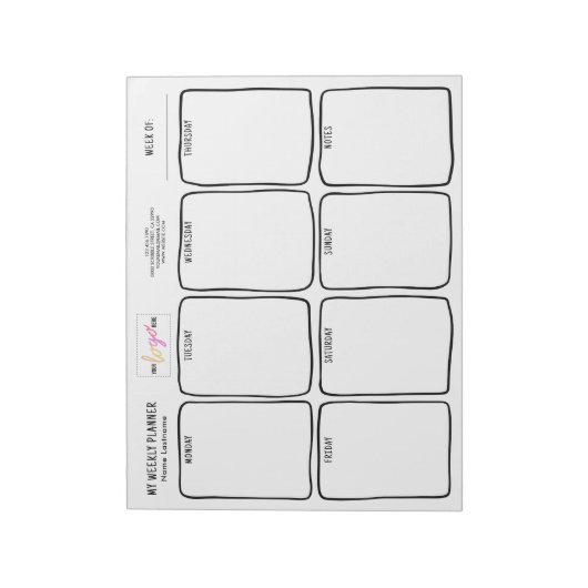 Logo Eenvoudige scheur weg Wekelijks getekende han Notitieblok (Linkerzijde)