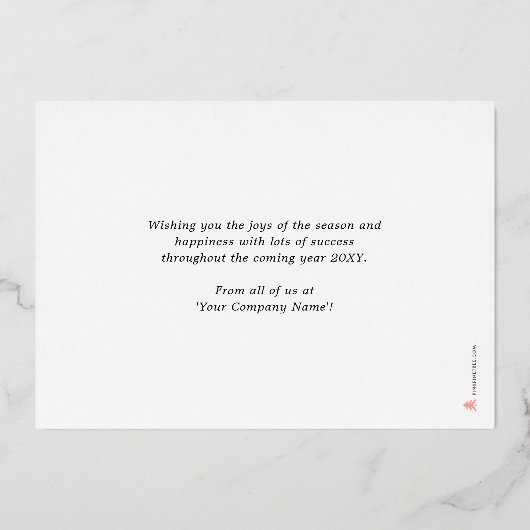 Logo Eenvoudige Vetgedrukte Marine Blauwe Bedrijfs Folie Feestdagenkaart (Achterkant)