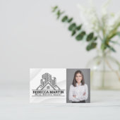 Logo Eigenschappen onroerend goed | Vrouw voor bed Visitekaartje (Staand voorkant)