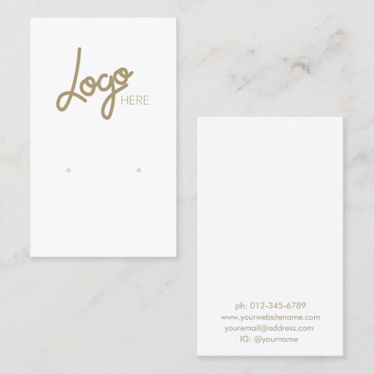Logo Elegant Goud Wit Sieraden Oorbel Display Visitekaartje (Voorkant / Achterkant)