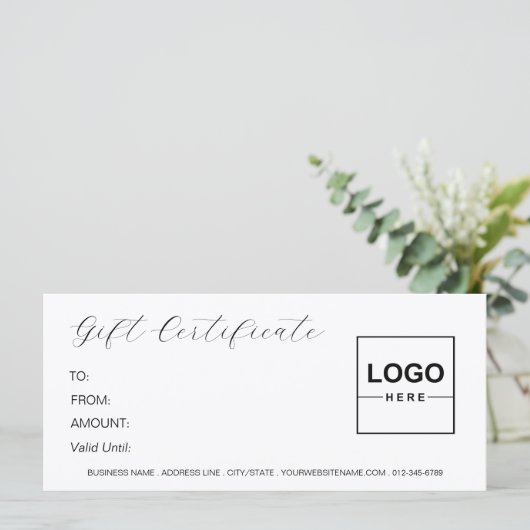 Logo Elegant Minimaal Modern Wit Cadeaubon (Staand voorkant)
