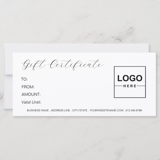 Logo Elegant Minimaal Modern Wit Cadeaubon (Voorkant)