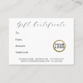 Logo Elegant Minimaal Modern Wit Cadeaubon Visitekaartje (Voorkant)