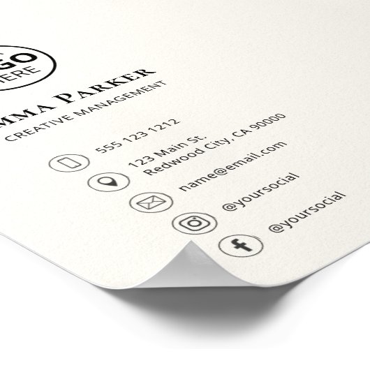 Logo Elegant minimalistisch digitaal Visitekaartje Poster (Hoek)