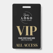 Logo Elegant Zwart Goud VIP-Event Badge (Achterkant)