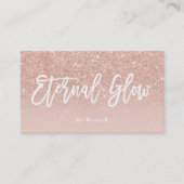 Logo elegante typografie blauw roos goud glitter visitekaartje (Voorkant)