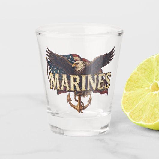Logo Embleem Marine Corps Veteraan Shot Glas (Voorkant)