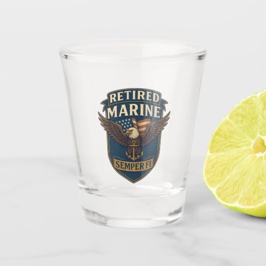 Logo Embleem Marine Corps Veteraan Shot Glas (Voorkant)