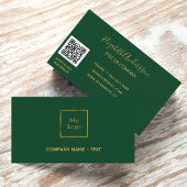 Logo emerald green Gold minimalist elegant QR code Visitekaartje