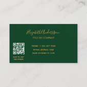 Logo emerald green Gold minimalist elegant QR code Visitekaartje (Achterkant)