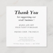 Logo en aangepaste kortingscode eenvoudig vierkante visitekaartje (Achterkant)