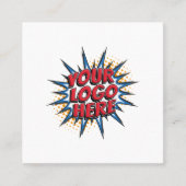 Logo en aangepaste kortingscode zwart vierkante visitekaartje (Voorkant)