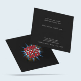 Logo en aangepaste tekst uploaden Modern Black Vierkante Visitekaartje