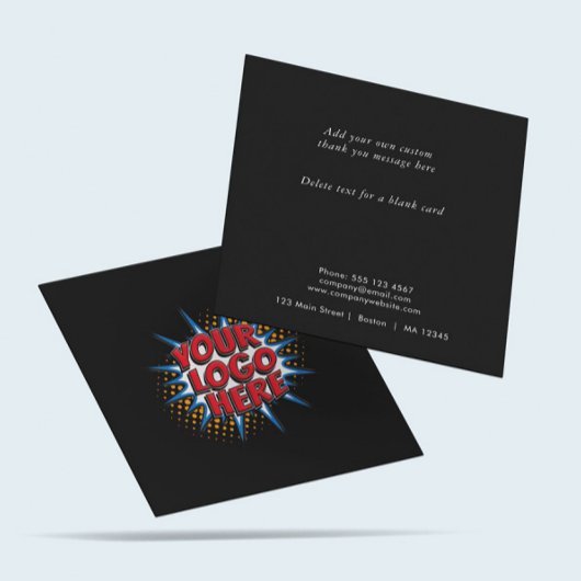 Logo en aangepaste tekst uploaden Modern Black Vierkante Visitekaartje