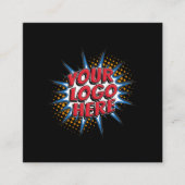 Logo en aangepaste tekst uploaden Modern Black Vierkante Visitekaartje (Voorkant)