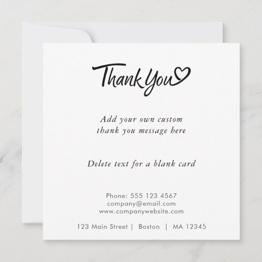 Logo en aangepaste tekst uploaden Modern Simple Bedankkaart (Achterkant)
