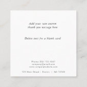 Logo en aangepaste tekst uploaden Modern Simple Vierkante Visitekaartje (Achterkant)